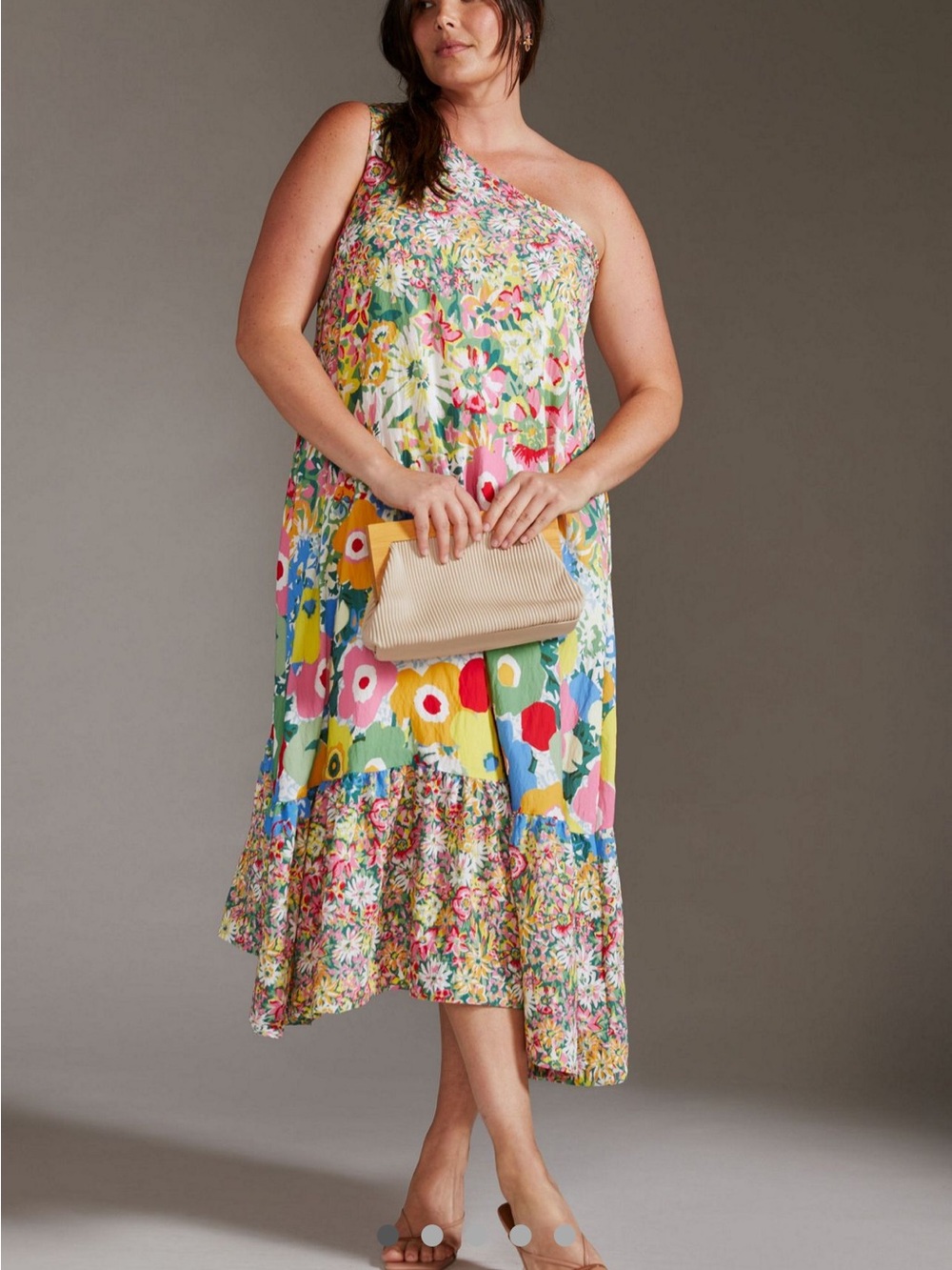 Anthropologie Pink and Green Floral Dress